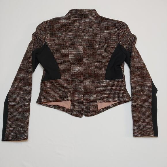Ann Taylor Black, Brown, White, Pink Blazer Women’s Size 6 Crop Moto Style - Picture 10 of 10